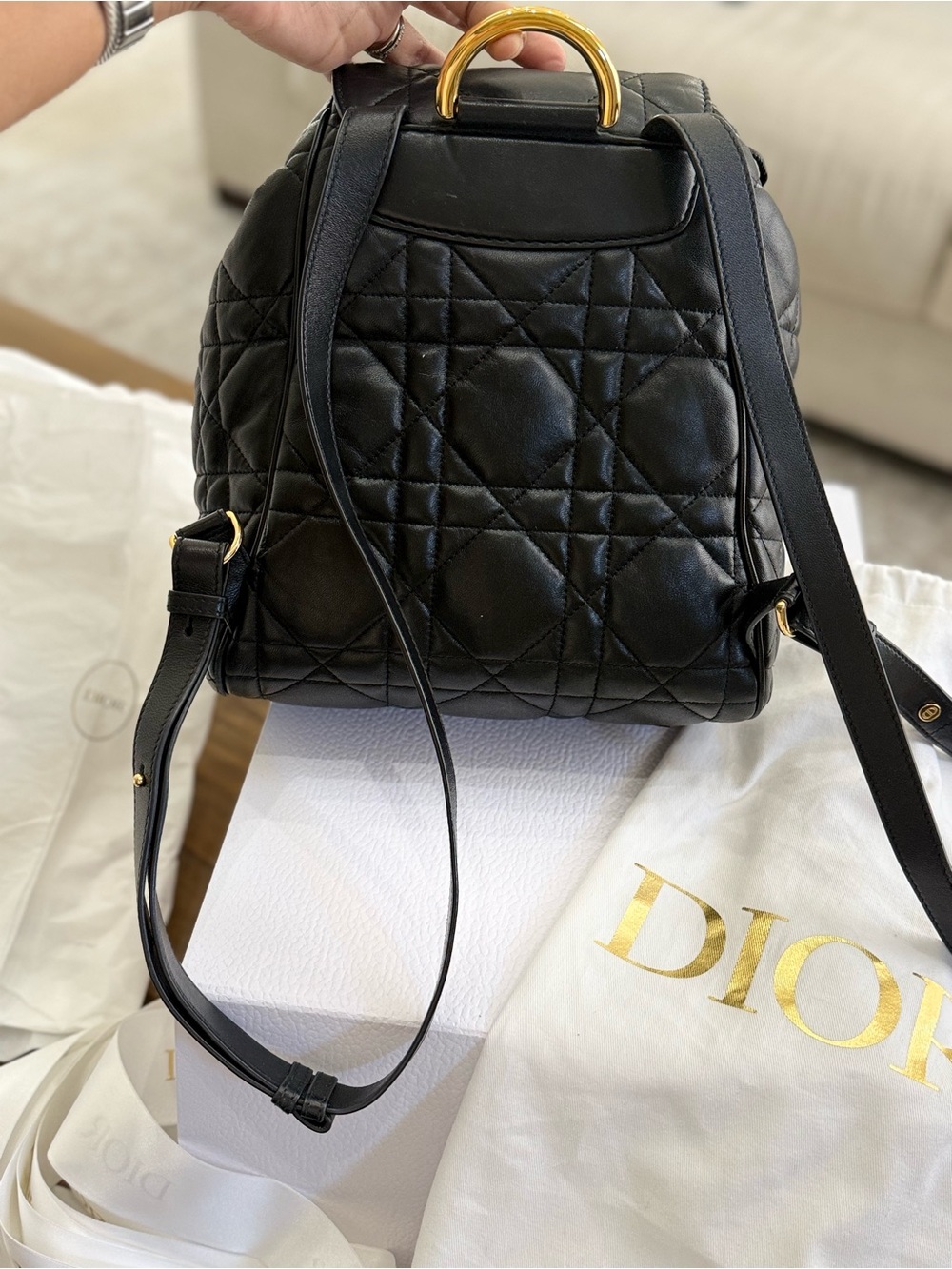 Medium Dior Caro Black Backpack - Picture 6 of 7